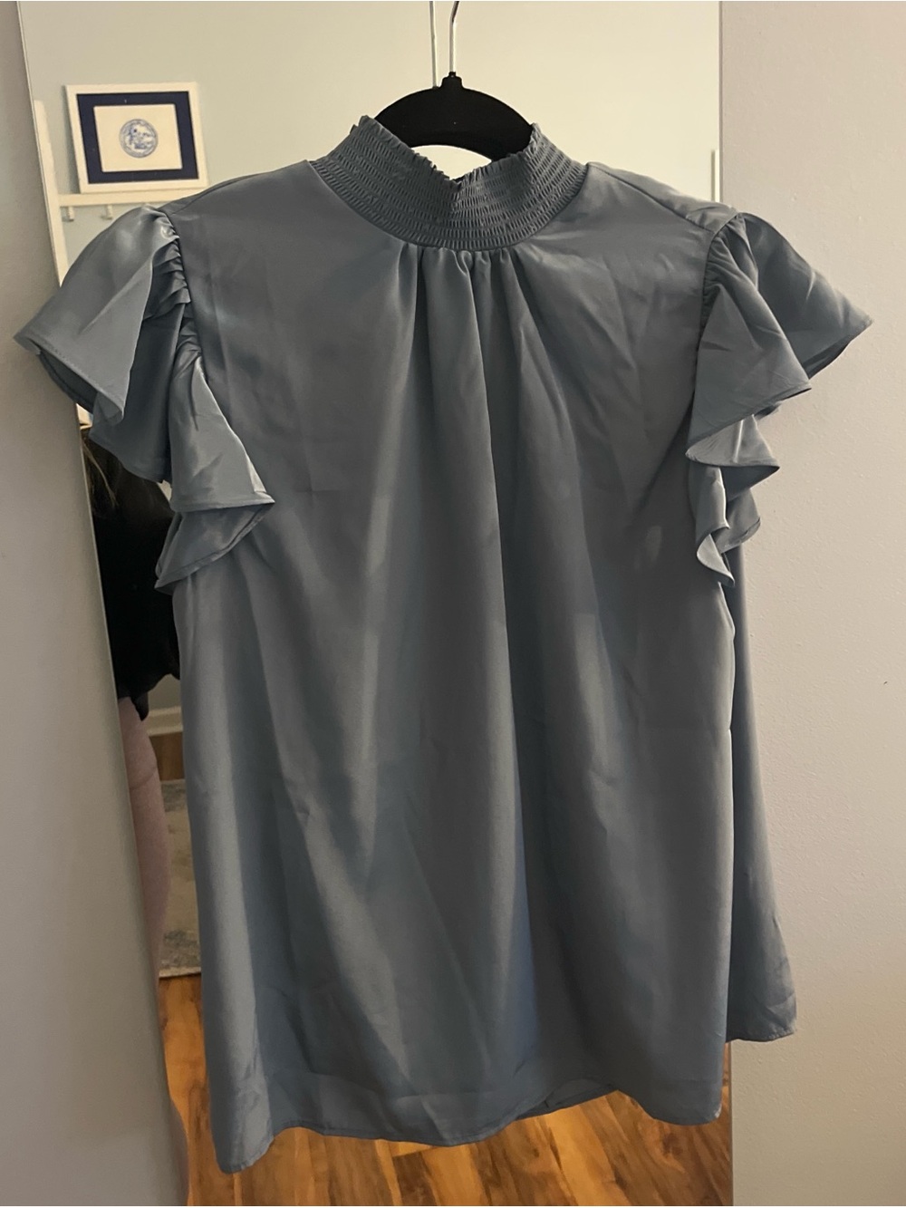 Revolve flutter sleeve mock neck blouse (size small)
